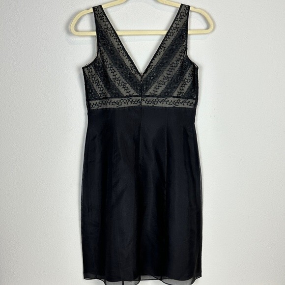 Ann Taylor Black Silk Beaded Sleeveless Shift Dress 2P - Picture 1 of 6